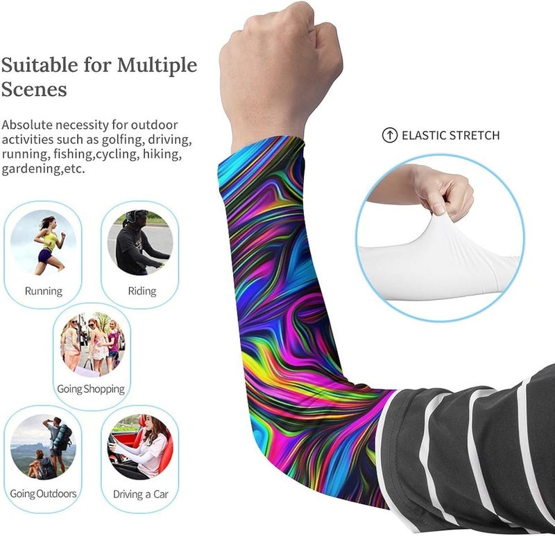 QiErDesign Marble Sports Compression Arm Sleeves for Men & Women - Youth Arm Sleeve Baseball Volleyball Sleeves & Basketball Sleeve - Image 2